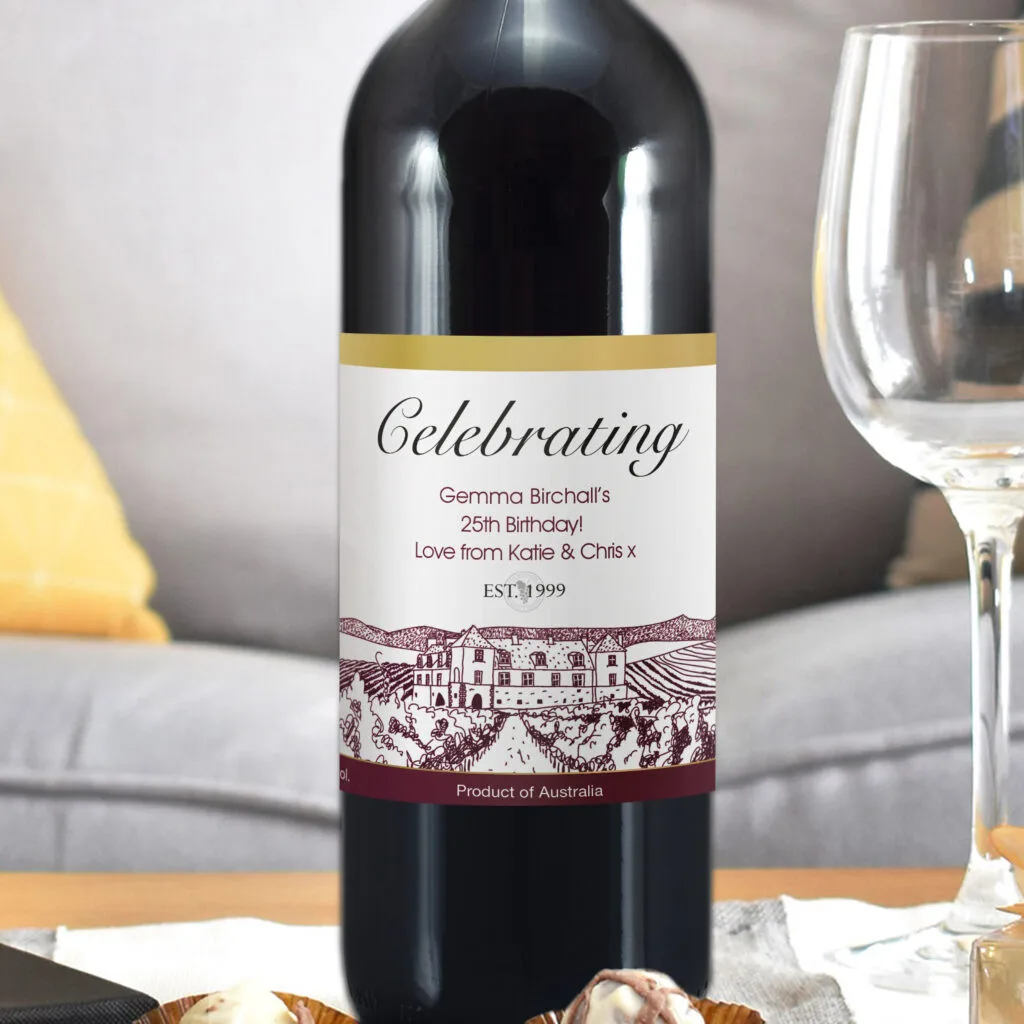 10101020104 Personalised Any Message Vineyard Label Bottle of Red Wine 2