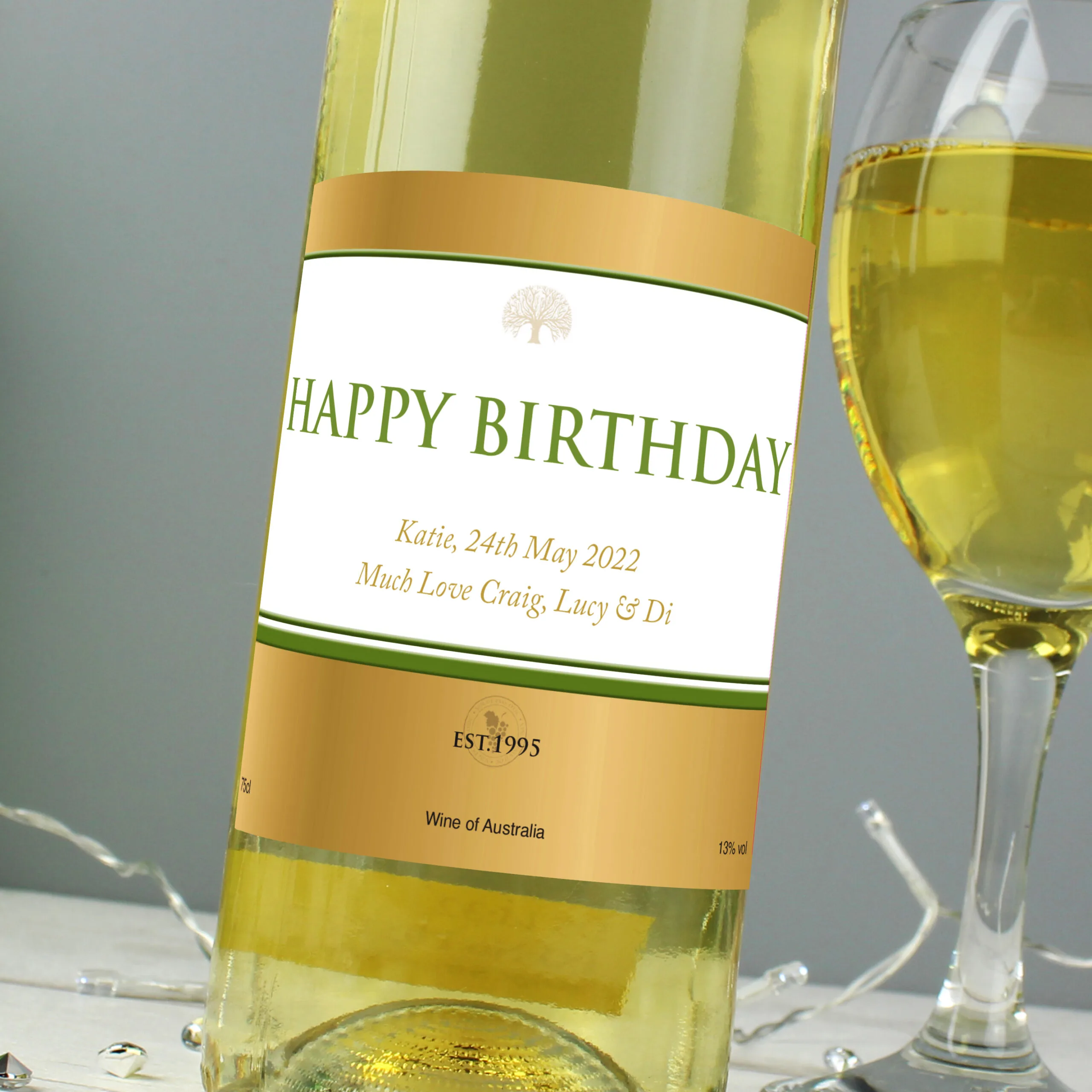 Personalised Any Message Gold Label Bottle of White Wine - Image 2