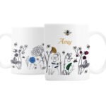 Personalised Wild Flowers & Bees Design Ceramic Mug - Image 3