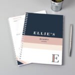 Personalised Name Only Navy & Blush Design A5 Diary