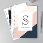 Personalised Name Only Navy & Blush Design A5 Notebook