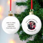 Personalised Any Message Photo Upload Ceramic Christmas Bauble
