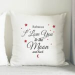Personalised 'I Love You To The Moon And Back' Filled Cushion - Image 4