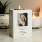 Personalised Photo Upload White Wooden Tea Light Candle Holder - Image 4