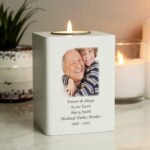 Personalised Photo Upload White Wooden Tea Light Candle Holder - Image 5