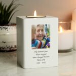 Personalised Photo Upload White Wooden Tea Light Candle Holder - Image 6