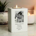 Personalised Photo Upload White Wooden Tea Light Candle Holder - Image 7