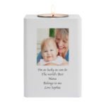 Personalised Photo Upload White Wooden Tea Light Candle Holder - Image 8