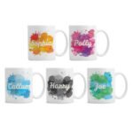 Personalised Name Only Colourful Splash Design Ceramic Mug - Image 6