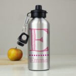 Personalised Pink Initial & Name Silver Aluminium Drinks Bottle