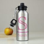 Personalised Pink Initial & Name Silver Aluminium Drinks Bottle - Image 3