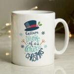 Personalised 'Dreaming of A White Christmas' Ceramic Mug