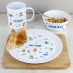 Personalised Children's Dinosaur Design Plastic Breakfast Set - Image 2