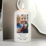 Personalised Any Message Photo Upload Pillar Candle - Image 2