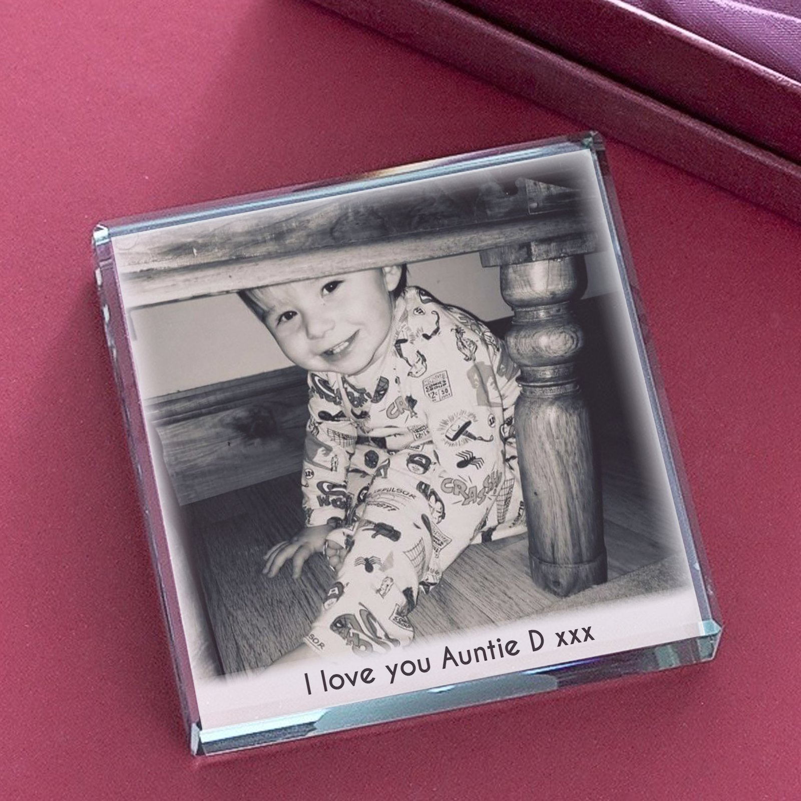 4004047 Personalised Any Message Photo Upload Crystal Glass Token Personalised Any Message Photo Upload Crystal Glass Token - Image 1