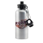 Personalised Rugby Design Silver Aluminium Drinks Bottle - Image 2