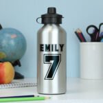 Personalised Sports Number Design Silver Aluminium Drinks Bottle