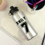 Personalised Sports Number Design Silver Aluminium Drinks Bottle - Image 3
