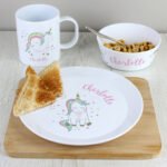 Personalised Children's Unicorn Design Plastic Breakfast Set - Image 2
