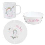 Personalised Children's Unicorn Design Plastic Breakfast Set - Image 3