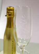 Personalised Name Only Glass Champagne Flute & Mini Bottle of Bottega Gold Prosecco Gift Set - Image 2