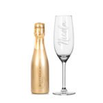 Personalised Name Only Glass Champagne Flute & Mini Bottle of Bottega Gold Prosecco Gift Set - Image 3