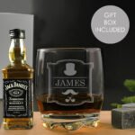 Personalised Gentlemans Glass Tumbler & Miniature Bottle of Jack Daniel’s Whiskey Gift Set - Image 2