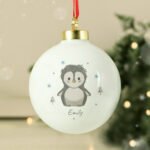 Personalised Children's Pebbles The Penguin Ceramic Christmas Bauble