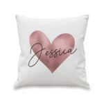 Personalised Name Only Rose Gold Heart Design Filled Cushion - Image 5