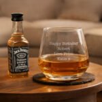 Personalised Any Message Glass Tumbler & Miniature Bottle of Jack Daniel's Whiskey Gift Set