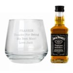 Personalised Any Message Glass Tumbler & Miniature Bottle of Jack Daniel's Whiskey Gift Set - Image 5