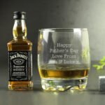 Personalised Any Message Glass Tumbler & Miniature Bottle of Jack Daniel's Whiskey Gift Set - Image 3