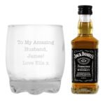 Personalised Any Message Glass Tumbler & Miniature Bottle of Jack Daniel's Whiskey Gift Set - Image 6