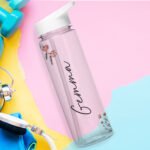 Personalised Name Only Floral Design Plastic Water Bottle