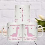 Personalised 'More Awesome' Pink Dinosaur Ceramic Mug