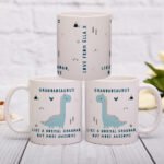 Personalised ‘More Awesome’ Blue Dinosaur Ceramic Mug