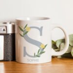Personalised Initial & Name Floral Design Ceramic Mug