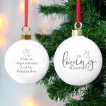 Personalised 'In Loving Memory' Dove Motif Ceramic Christmas Bauble - Image 3
