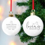 Personalised 'In Loving Memory' Dove Motif Ceramic Christmas Bauble - Image 5