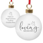 Personalised 'In Loving Memory' Dove Motif Ceramic Christmas Bauble - Image 6