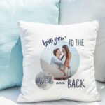 Personalised 'Love You To The Moon And Back' Photo Upload Filled Cushion - Image 2