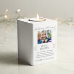 Personalised 'In Loving Memory' Photo Upload White Wooden Tea Light Candle Holder - Image 2