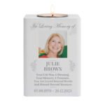 Personalised 'In Loving Memory' Photo Upload White Wooden Tea Light Candle Holder - Image 4