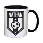Personalised Football Badge Design Black Handled Ceramic Mug - Image 2