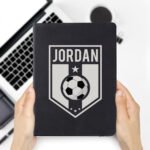 Personalised Football Badge Design Black A5 Hardback Notebook - Image 2