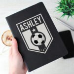 Personalised Football Badge Design Black A5 Hardback Notebook - Image 3