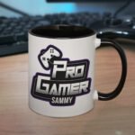 Personalised 'Pro Gamer' Black Handled Ceramic Mug