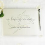 Personalised 'In Loving Memory' Leaf Design Guest Book - Image 4