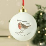Personalised 'Robins Appear...' Memorial Ceramic Christmas Bauble