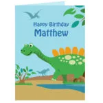 Personalised Children's Dinosaur Themed Greeting Card